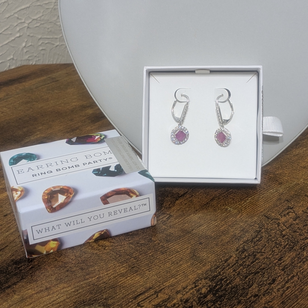 Elegant Silver and Pink Drop Earrings